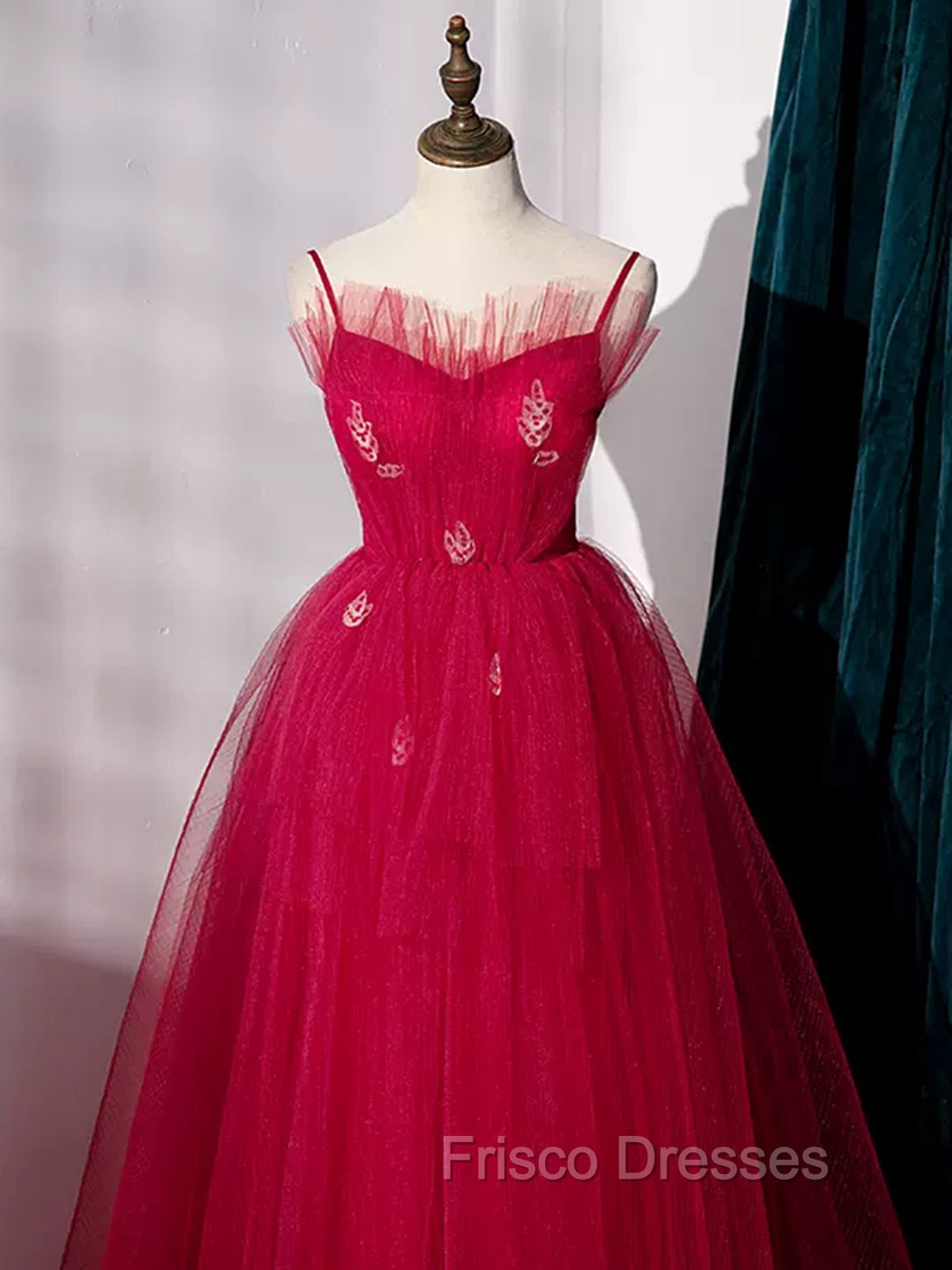 Burgundy Layered Tulle Long Formal Prom Dress, Wine Red Long Formal Evening Dress