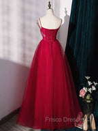Burgundy Layered Tulle Long Formal Prom Dress, Wine Red Long Formal Evening Dress