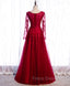 Burgundy Long Formal Prom Dress, Burgundy Formal Bridesmaid Dress