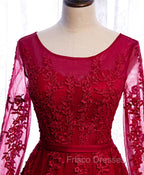 Burgundy Long Formal Prom Dress, Burgundy Formal Bridesmaid Dress