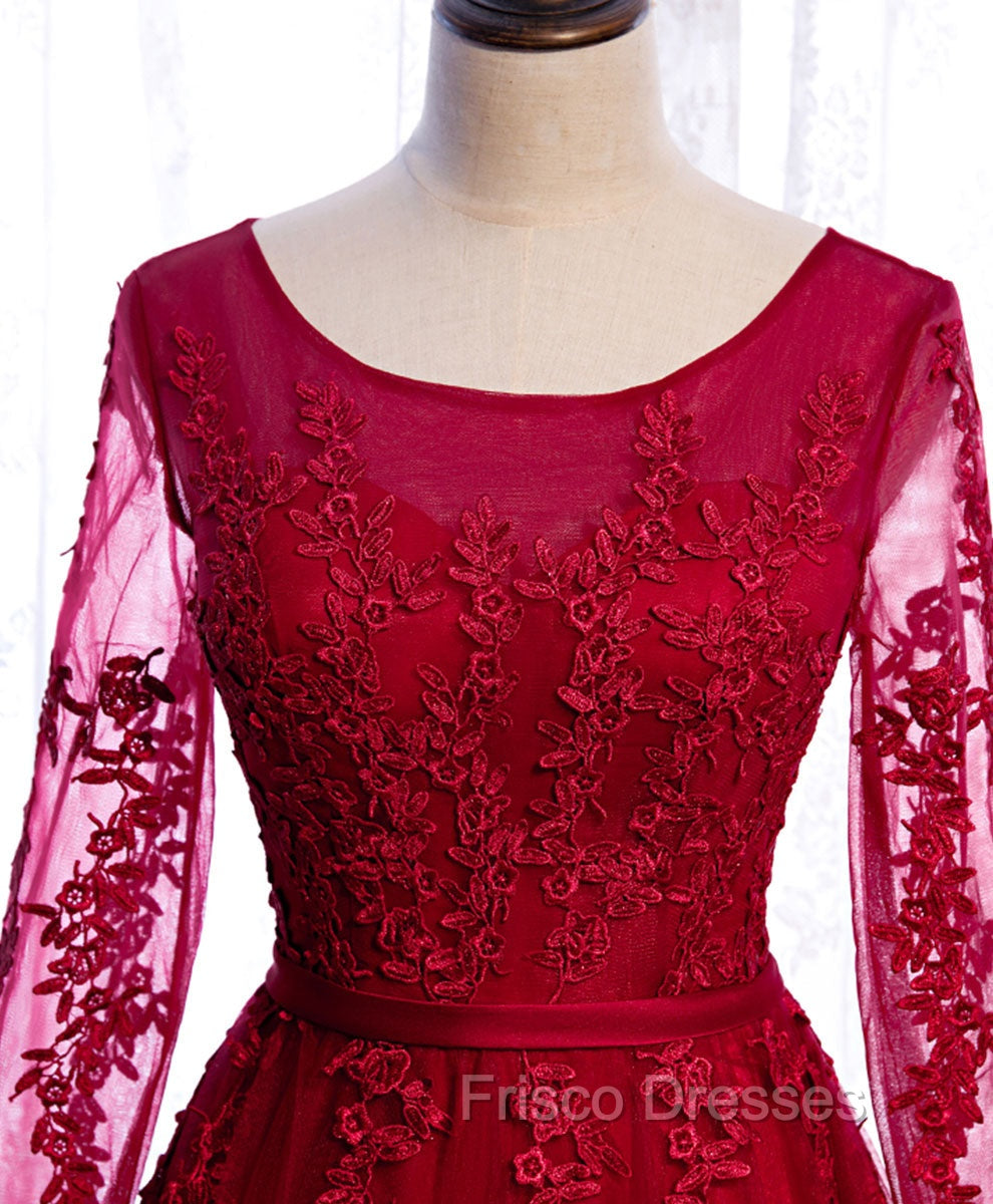 Burgundy Long Formal Prom Dress, Burgundy Formal Bridesmaid Dress