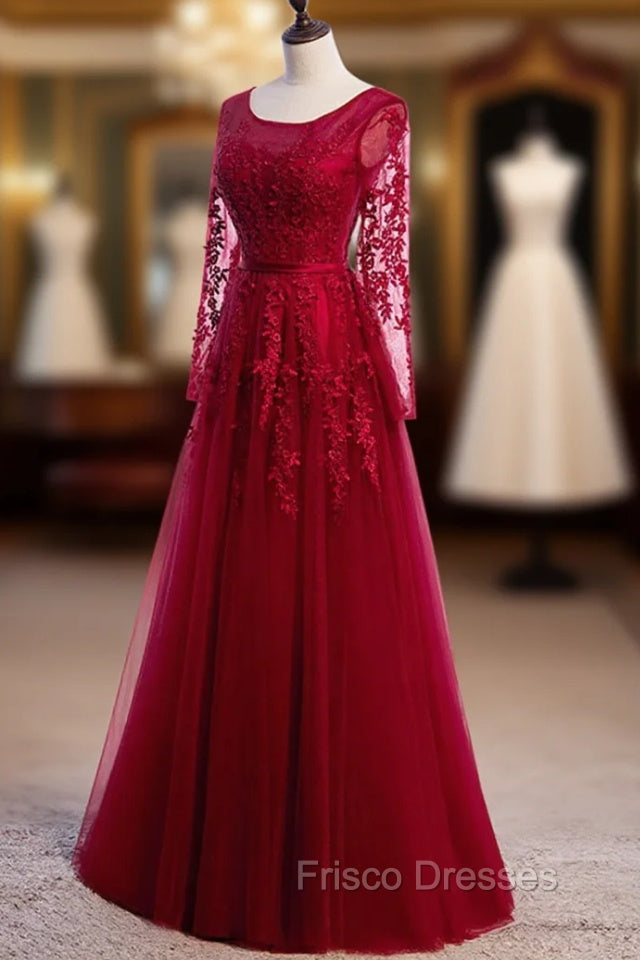 Burgundy Long Formal Prom Dress, Burgundy Formal Bridesmaid Dress