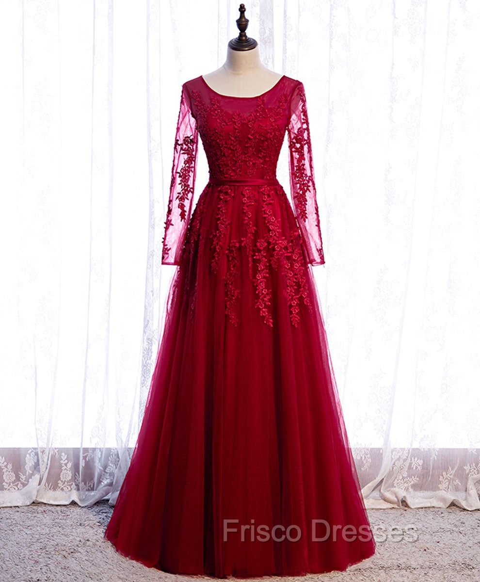 Burgundy Long Formal Prom Dress, Burgundy Formal Bridesmaid Dress Main image