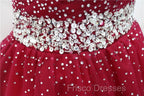 Burgundy Long Tulle Off Shoulder Formal Prom Dress , Junior Formal Prom Dress