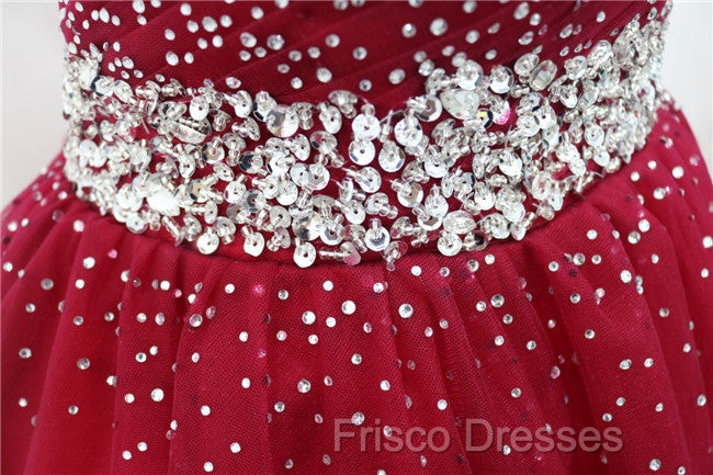 Burgundy Long Tulle Off Shoulder Formal Prom Dress , Junior Formal Prom Dress