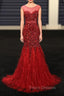 Burgundy Mermaid Beading Sequins Feather Formal Prom Dress