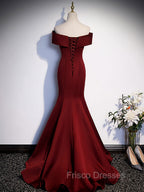 Burgundy Mermaid Long Formal Prom Dress, Burgundy Formal Evening Dress