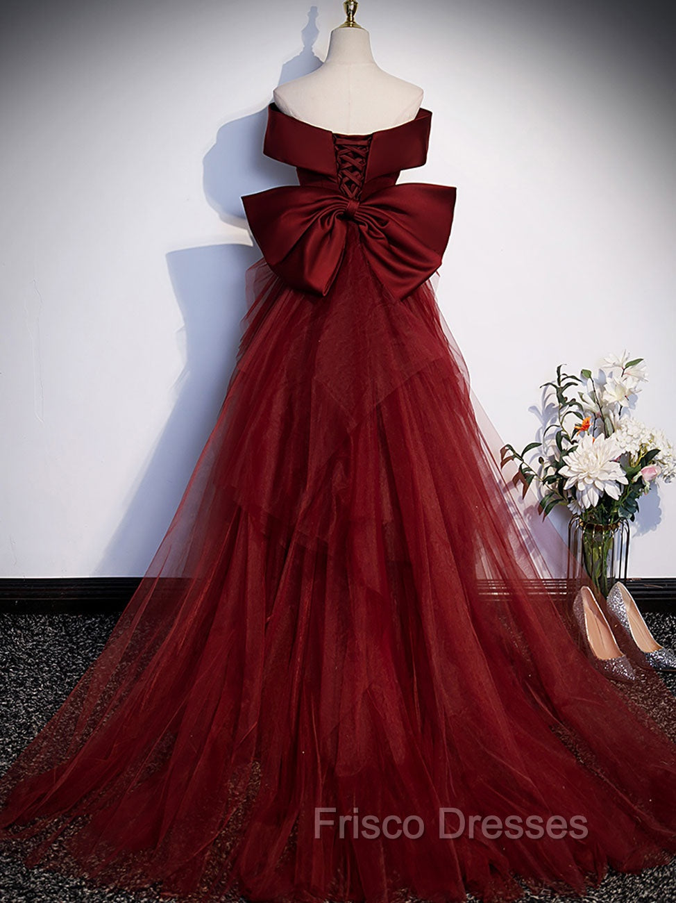 Burgundy Mermaid Long Formal Prom Dress, Burgundy Formal Evening Dress