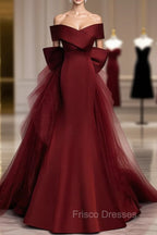 Burgundy Mermaid Long Formal Prom Dress, Burgundy Formal Evening Dress