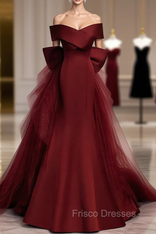 Burgundy Mermaid Long Formal Prom Dress, Burgundy Formal Evening Dress
