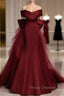 Burgundy Mermaid Long Formal Prom Dress, Burgundy Formal Evening Dress