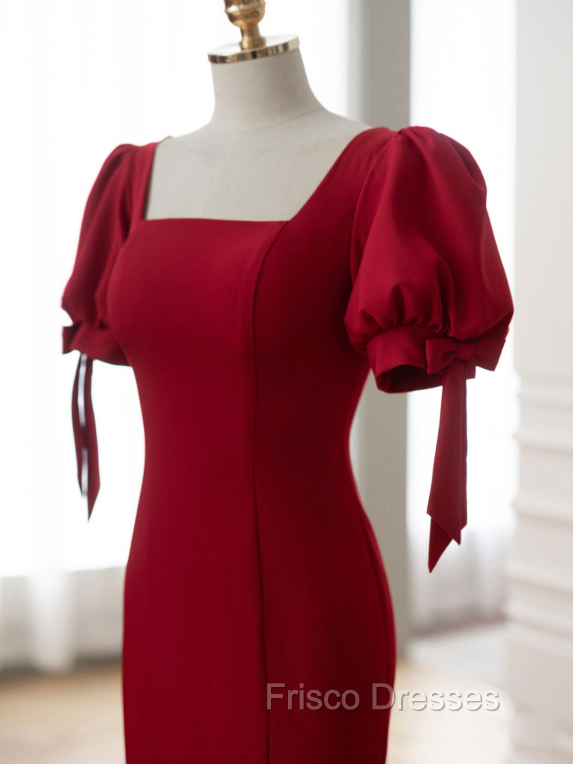 Burgundy Mermaid Long Formal Prom Dress, Burgundy Formal Dress Secondary image
