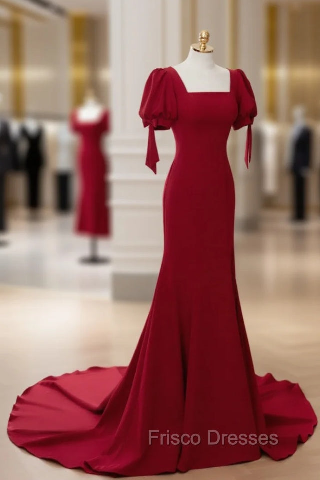 Burgundy Mermaid Long Formal Prom Dress, Burgundy Formal Dress