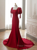 Burgundy Mermaid Long Formal Prom Dress, Burgundy Formal Dress