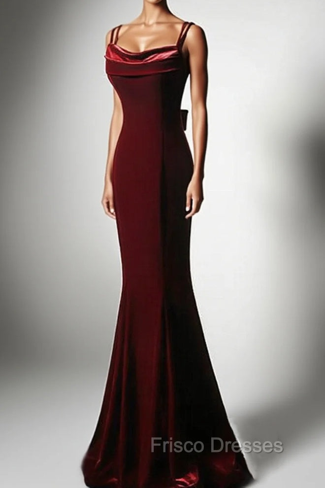 Burgundy Mermaid Long Formal Prom Dress, Wine Red Long Mermaid Formal Evening Dress Main image