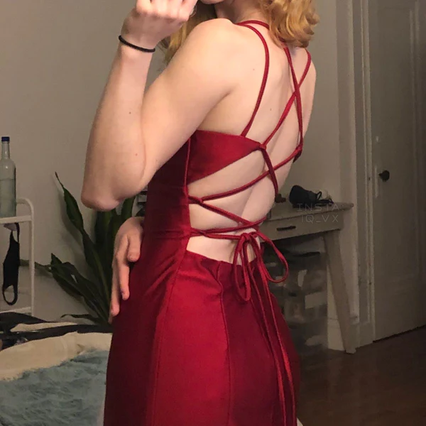 Burgundy Mermaid Long Prom Evening Dress Secondary image