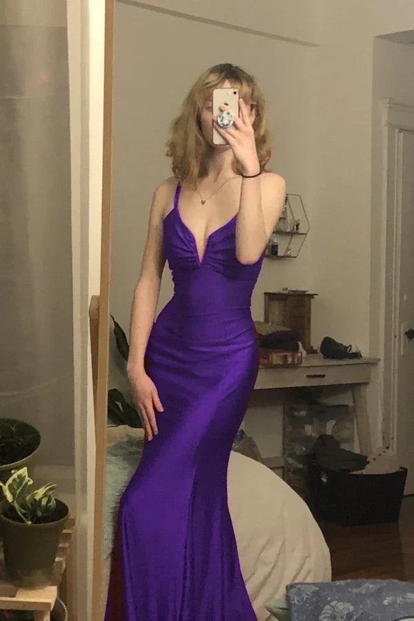 Burgundy Mermaid Long Prom Evening Dress