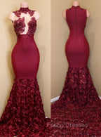Burgundy mermaid Formal Prom Dress, long evening gowns