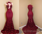 Burgundy mermaid Formal Prom Dress, long evening gowns