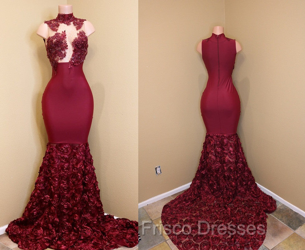 Burgundy mermaid Formal Prom Dress, long evening gowns