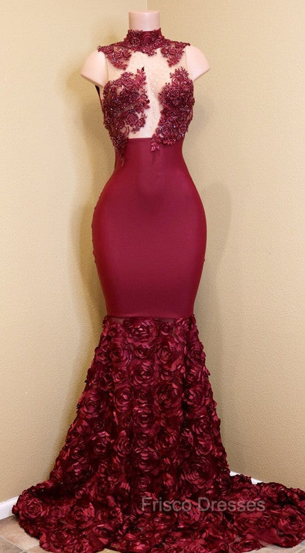 Burgundy mermaid Formal Prom Dress, long evening gowns