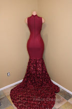 Burgundy mermaid Formal Prom Dress, long evening gowns