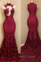 Burgundy mermaid Formal Prom Dress, long evening gowns