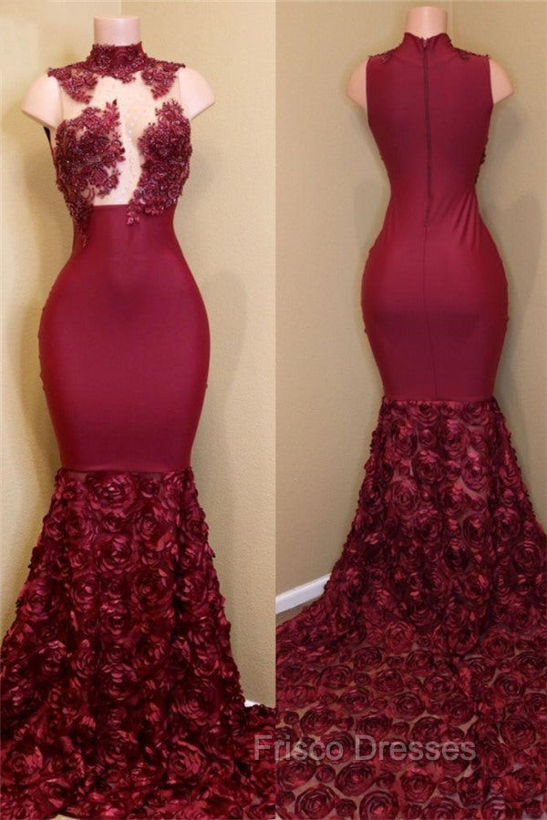 Burgundy mermaid Formal Prom Dress, long evening gowns