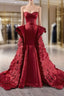 Burgundy Mermaid Satin Sweetheart Formal Prom Dress