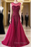 Burgundy Mermaid Sequins Backless Long Formal Prom Dress