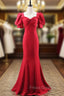 Burgundy Mermaid Square Short Sleeve Formal Prom Dress