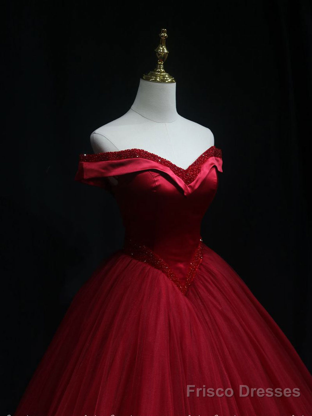 Burgundy Off Shoulder Beads Long Prom Dress Burgundy Formal Dress