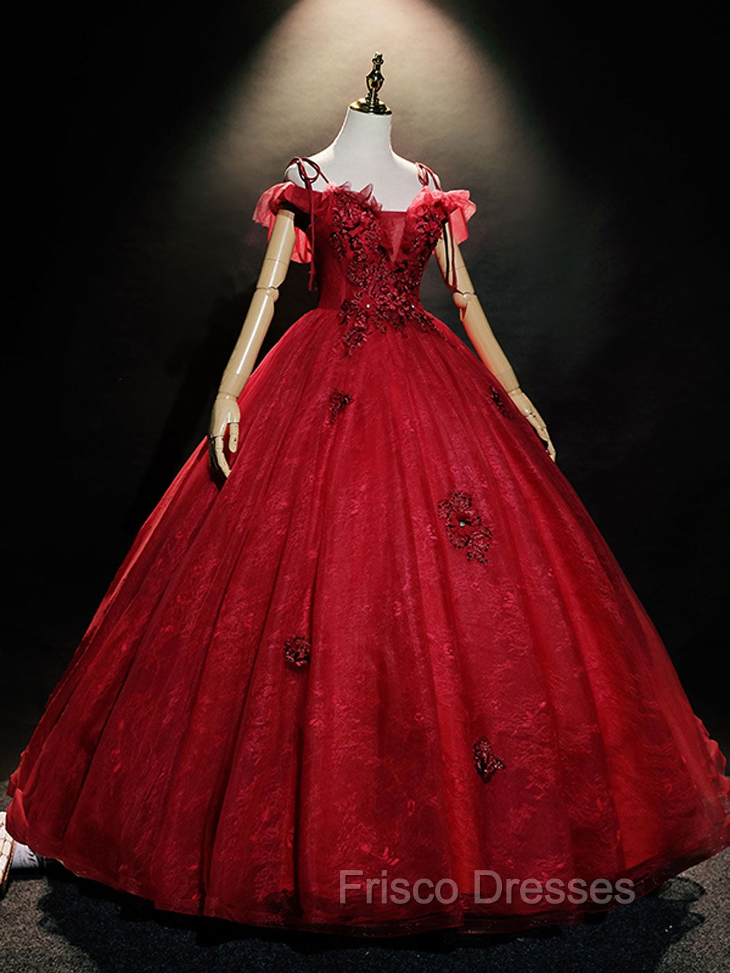 Burgundy Off Shoulder Tulle Lace Long Formal Prom Dress, Burgundy Lace Sweet 16 Dress