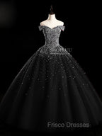 Burgundy Off Shoulder Tulle Sequin Long Formal Prom Dress, Burgundy Sweet 16 Dress