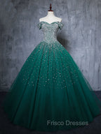 Burgundy Off Shoulder Tulle Sequin Long Formal Prom Dress, Burgundy Sweet 16 Dress