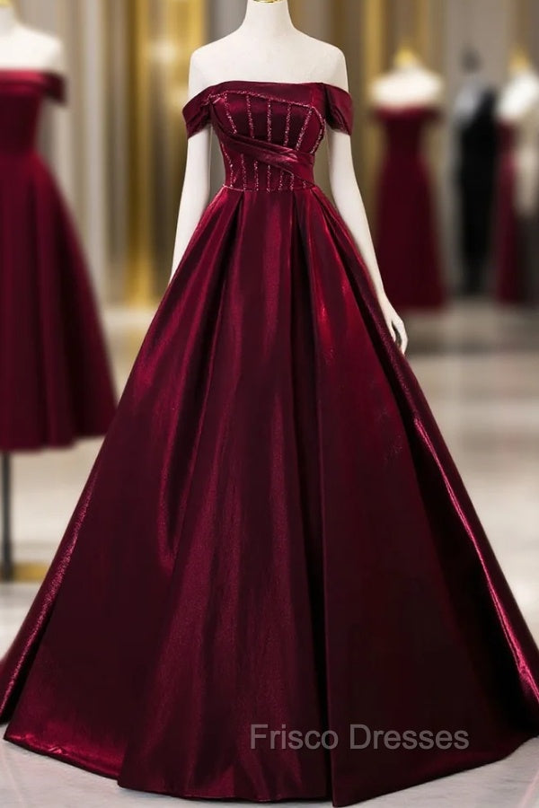 Burgundy Off the Shoulder Beading Quinceanera Dress