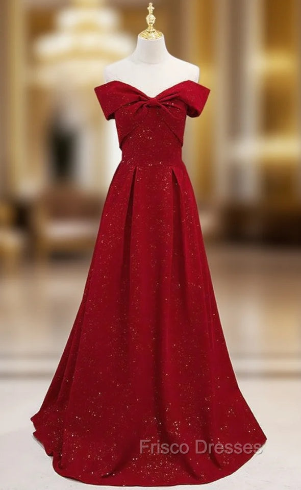 Burgundy Off the Shoulder Sleeveless Formal Prom Dress