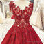 Burgundy Satin Ball Gowns Dresses Lace Embroidery For Wedding Party