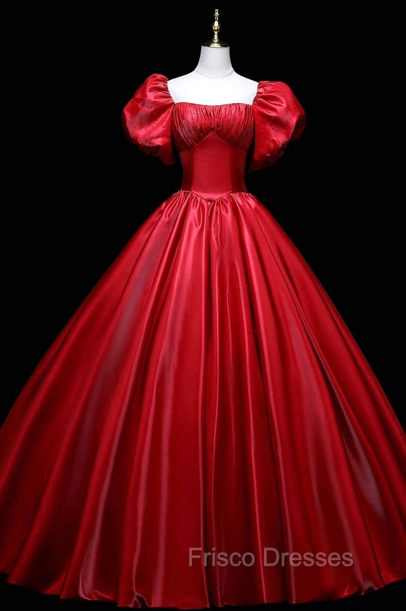 Burgundy Satin Long A-Line Formal Prom Dress, Burgundy Formal Evening Dress