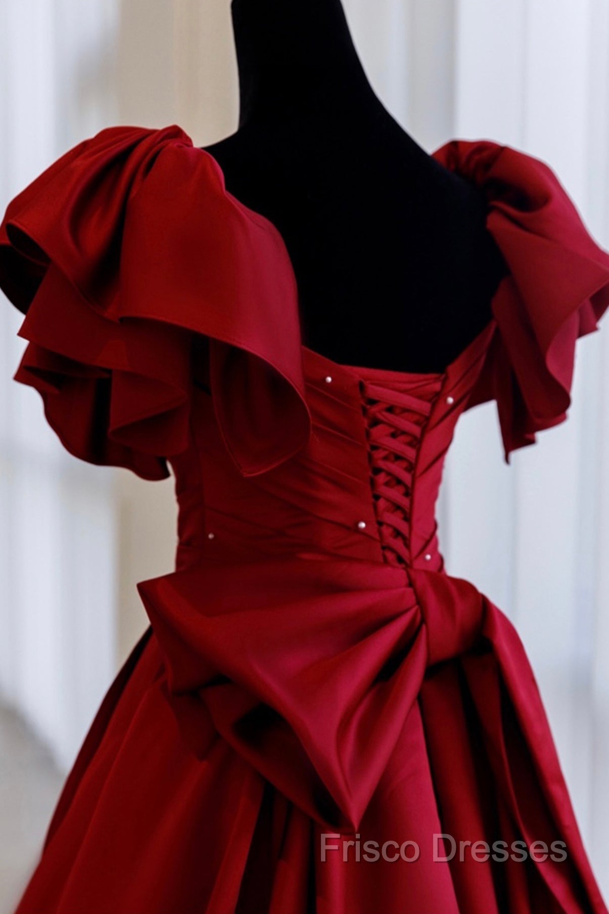 Burgundy Satin Long A Line Formal Prom Dress Formal Dress