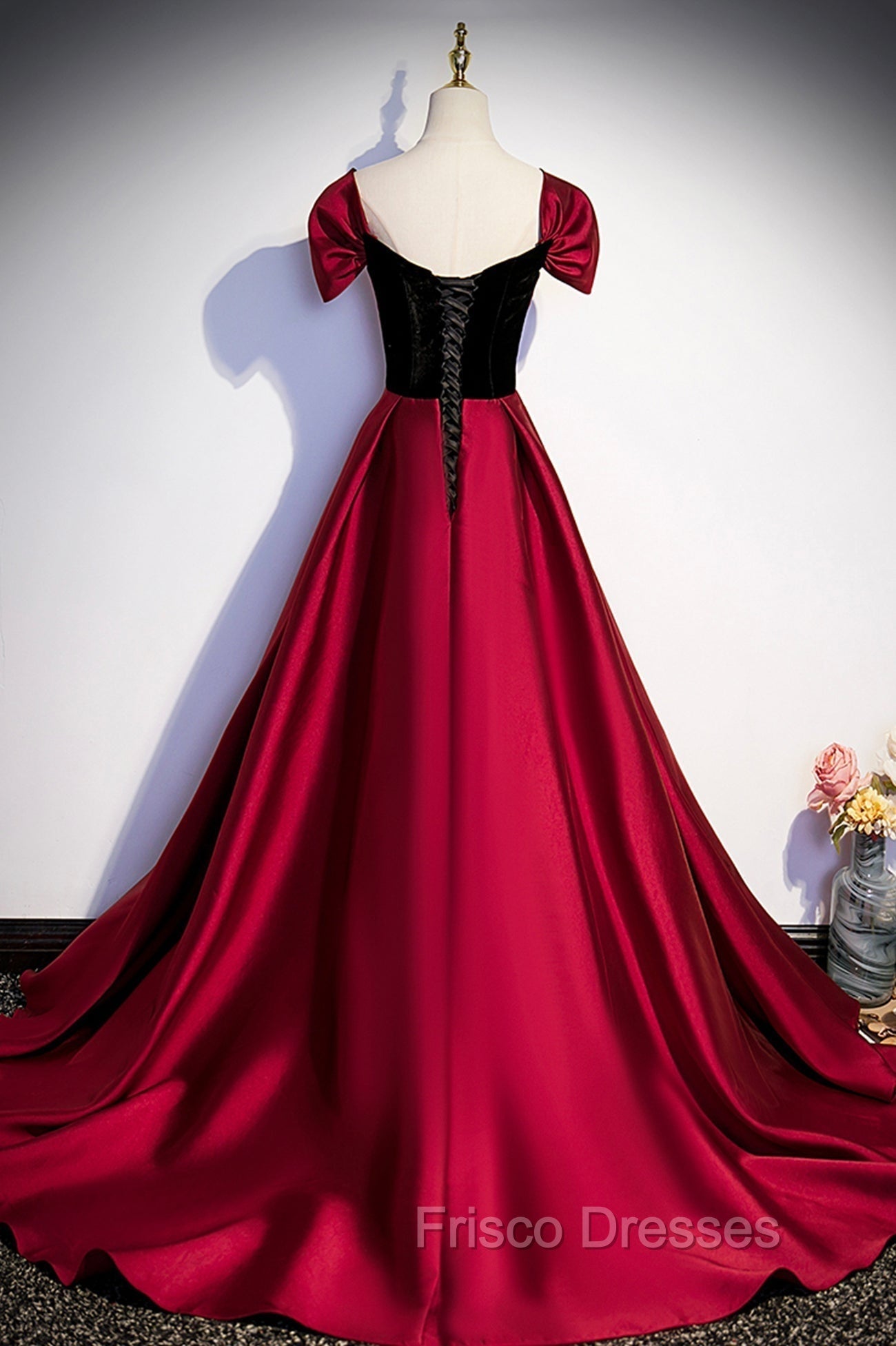 Burgundy Satin Long Formal Prom Dress, Simple A-Line Evening Party Dress