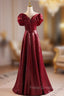 Burgundy Sequins Off the Shoulder Formal Prom Dress
