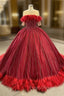 Burgundy Short Sleeve Beading Feather Formal Prom Dress
