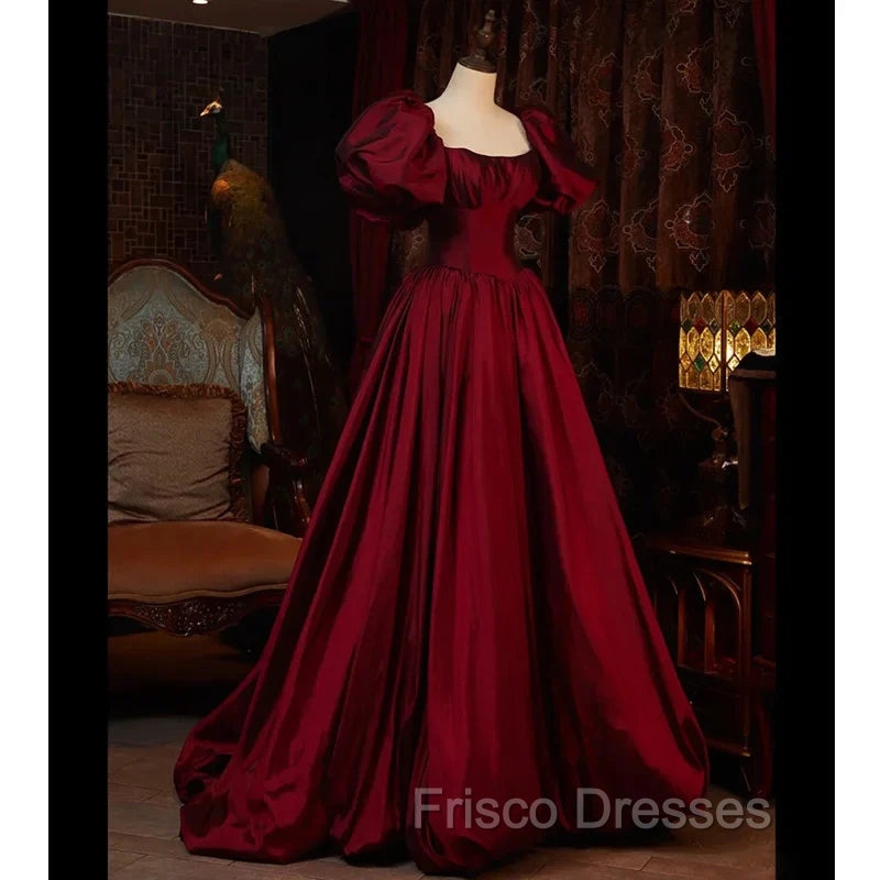 Burgundy Short Sleeves Floor Length Long Evening Dress Ball Gown Formal Dress Formal Prom Dress shops Secondary image