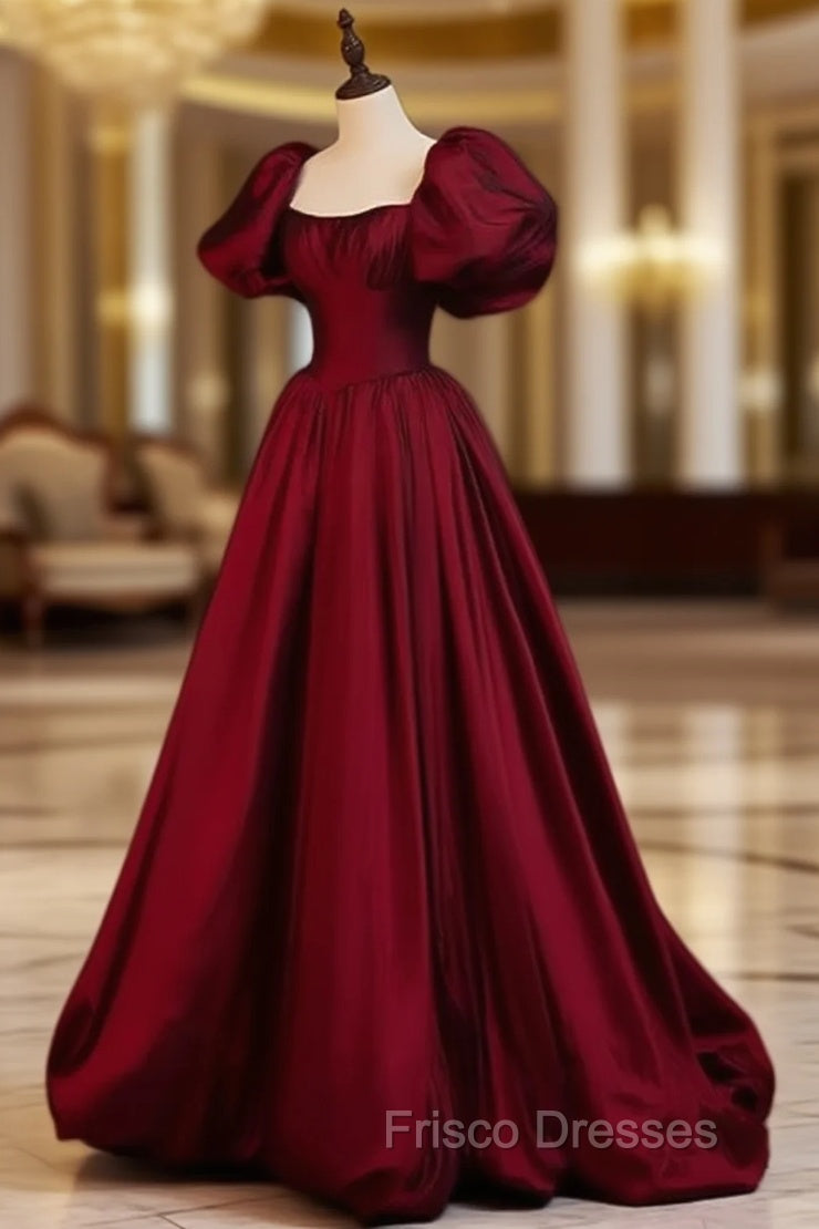 Burgundy Short Sleeves Floor Length Long Evening Dress Ball Gown Formal Dress Formal Prom Dress shops