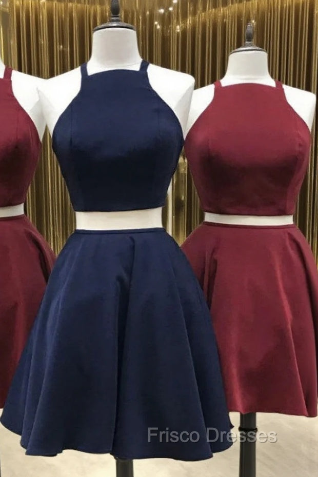 Burgundy Short Two Piece Homecoming Dress Two Piece Short Navy Blue Homecoming Dress Main image