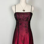 Burgundy Spaghetti Straps Exquisite Beaded Long Tulle Ball Gown Evening Dress Prom Dress