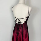 Burgundy Spaghetti Straps Exquisite Beaded Long Tulle Ball Gown Evening Dress Prom Dress