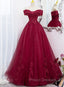 Burgundy Sweetheart Flowers Sequins Lace Party Dress, Long Formal Dress Formal Prom Dress