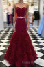 Burgundy sweetheart mermaid long Formal Prom Dresses, burgundy evening Dresses